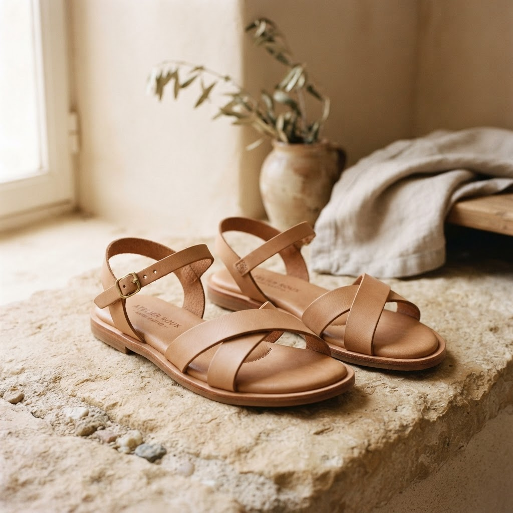Natural leather sandals